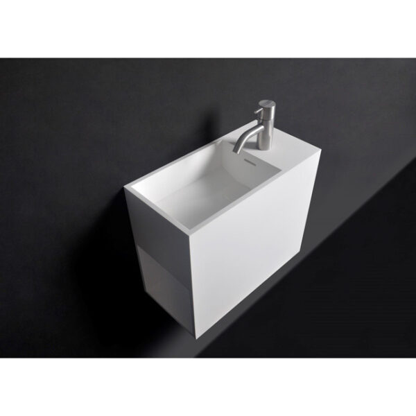 Ideavit Solidwash Wastafel 45x22x38cm rechthoek 1 kraangat 1 wasbak Solid surface wit 280173