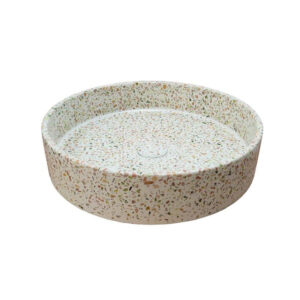 Ideavit Terrazzo waskom - 42.5x42.5x10cm - rond - met klikwaste - terrazzo - multi beige 290338-E13