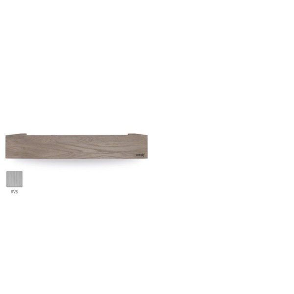 Looox Wood collection shelf BoX 60cm met bodemplaat rvs geborsteld eiken RVS geborsteld WSHBOX60RVS