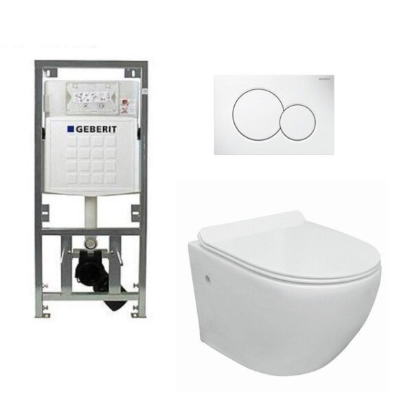 Nemo Go toiletset compact Rimless inclusief UP320 toiletreservoir met softclose en quickrelease toiletzitting met bedieningsplaat wit 0701131/0700518/sw242519/