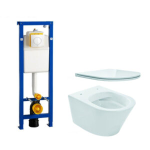 Praya Vesta Toiletset - spoelrandloos - 52cm - wisa XS reservoir - flatline - softclose - quickrelease - bedieningsplaat - wit 0704406/sw95748/sw96079/