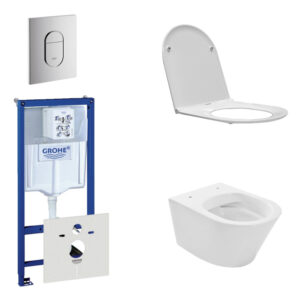 Praya Vesta Toiletset - spoelrandloos - inbouwreservoir - softclose - quickrelease - bedieningsplaat verticaal - chroom 0729205/0729240/sw95748/sw96079/