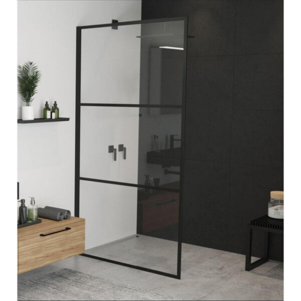 Riho Grid douchewand 100x200cm zwart profiel en helder glas G004026121