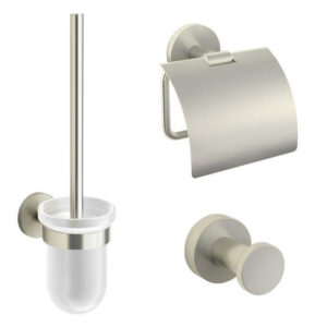 Royal Plaza Salix toiletset met haak closetrol en borstelhouder geborsteld nikkel 49067