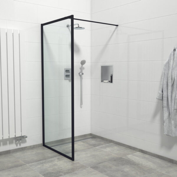 Saniclass Bellini Inloopdouche - 90x200cm - veiligheidsglas - mat zwarte lijst rondom - anti kalk Mirrors-90