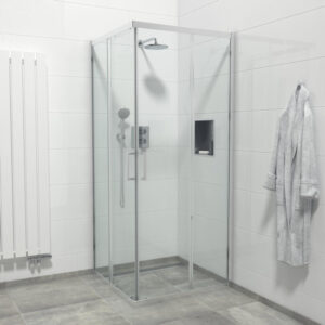 Saniclass Boutry Quick Fit Douchecabine - vierkant - 90x90x195cm - hoekinstap - 2 Schuifdeur - anti kalk - chroom SAQ1142-90