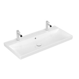 Villeroy & Boch Avento meubelwastafel 100x47cm 2 kraangaten met overloop ceramic+ wit 4156A4R1