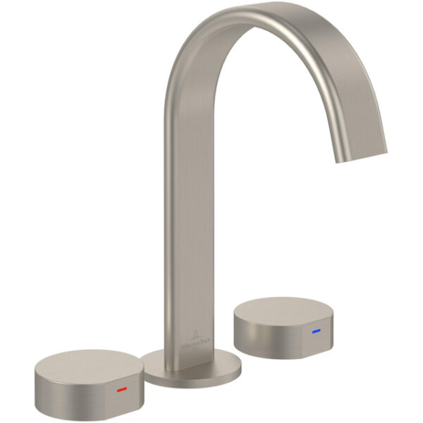 Villeroy & Boch Dawn Driegats wastafelkraan - Matt Brushed Nickel (RVS) TVZ10600500064