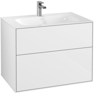 Villeroy & Boch Finion wastafelonderbouwkast met 2 ladenen 79.6x59.1x49.8cm v. meubelwast. 4164 80/81/84 glossy wit F01000GF