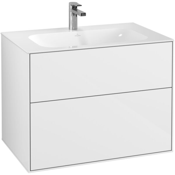 Villeroy & Boch Finion wastafelonderbouwkast met 2 ladenen 79.6x59.1x49.8cm v. meubelwast. 4164 80/81/84 glossy wit F01000GF