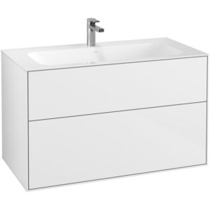 Villeroy & Boch Finion wastafelonderbouwkast met 2 ladenen 99.6x59.1x49.8cm v. meubelwast. 4164 AO/A2/AB/A1 glossy wit F02000GF