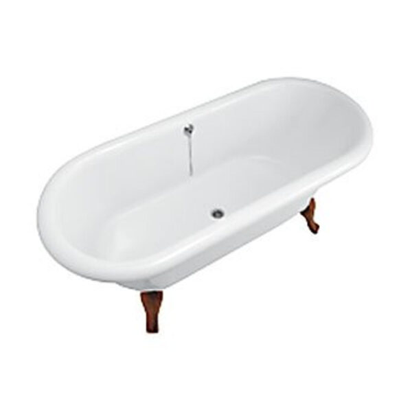 Villeroy & Boch Hommage bad 177x77cm quaryl vrijstaand ovaal met houten poten wit UBQ180HOM700V01