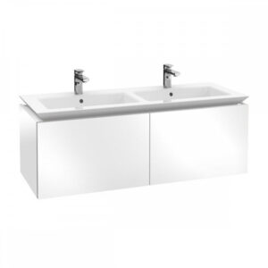 Villeroy & Boch Legato wastafelonderbouwkast met 2 laden voor dubbele wastafel Legato 130x50x42.5cm glans wit B24200DH