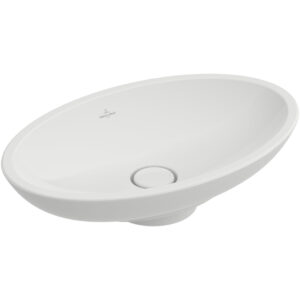 Villeroy & Boch Loop en Friends opzetwastafel met plug met keramische afdekking 58.5x38cm zonder overloop wit 51510101