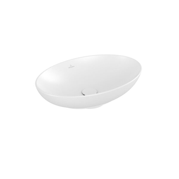 Villeroy & Boch Loop & friends opzetwastafel 56x38cm ovaal m/ov C+ stone white 4A4700RW