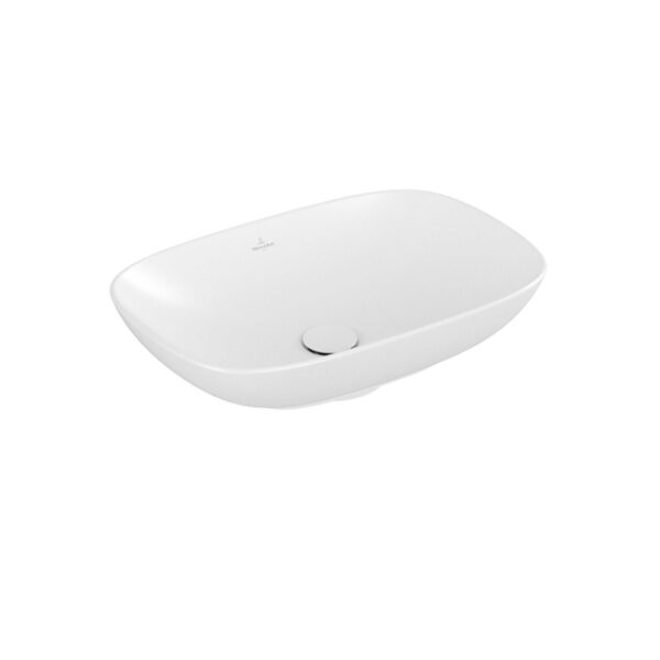 Villeroy & Boch Loop & friends opzetwastafel 56x38cm rechth m/o C+ stone white 4A4900RW