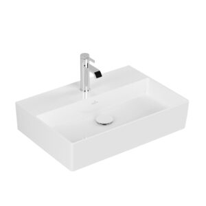 Villeroy & Boch Memento 2.0 wastafel onderzijde geslepen 60x42cm zonder overloop 1 kraangat ceramic+ wit 4A226LR1