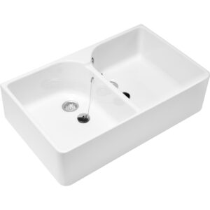 Villeroy & Boch O&apos;novo gootsteen dubbel 80x50cm ceramic+ wit 633100R1