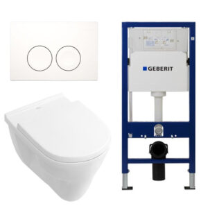 Villeroy & Boch O.novo Toiletset vlakspoel met basic zitting UP100 reservoir en Delta 25 Wit Knop SW730486/0701174/0124138/0124181/