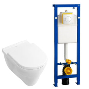 Villeroy & Boch O.novo Toiletset vlakspoel met basic zitting Wisa reservoir en Argos Wit Knop 0124138/0124181/0704406/