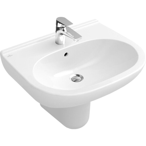 Villeroy & Boch O.novo wastafel 55x45cm met overloop 1 kraangat ceramic+ wit 516055R1