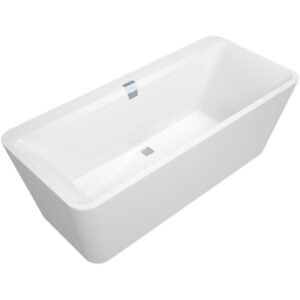 Villeroy & Boch Squaro Edge 12 kunststof bad quaryl rechthoekig vrijstaand 180x80x45cm incl. paneel en afvoer /overloopcombinatie wit UBQ180SQE7PDV-01