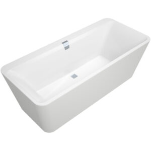 Villeroy & Boch Squaro Edge 12 kunststof bad quaryl rechthoekig vrijstaand 180x80x45cm incl. paneel en afvoer /overloopcombinatie zwart UBQ180SQE7PDT1V-01