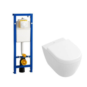 Villeroy & Boch Subway 2.0 compact DirectFlush toiletset met Wisa reservoir en bedieningsplaat softclose met quickrelease wit 1024232/0704406/1025456/