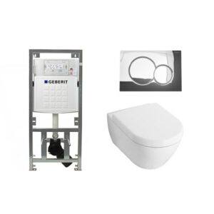 Villeroy & Boch Subway 2.0 compact met softclose zitting toiletset met geberit inbouwreservoir en sigma 01 drukplaat glans chroom 0701131/1024232/1025456/0700519/