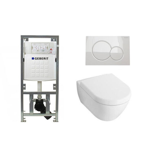 Villeroy & Boch Subway 2.0 Compact met zitting toiletset met geberit inbouwreservoir en sigma 01 drukplaat wit 0701131/1024233/1025456/0700518/