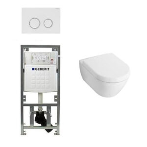 Villeroy & Boch Subway 2.0 Compact met zitting toiletset met geberit inbouwreservoir en sigma20 drukplaat wit 0701131/1024233/1025456/sw53743/