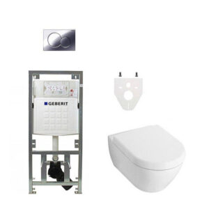 Villeroy & Boch Subway 2.0 DirectFlush ceramic+ toiletset met Geberit reservoir en bedieningsplaat chroom 0701131/0700519/ga26033/ga75539/