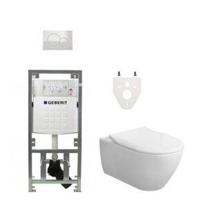 Villeroy & Boch Subway 2.0 DirectFlush CeramicPlus toiletset slimseat zitting met Geberit reservoir en bedieningsplaat wit 0701131/0700518/ga26033/ga91964/