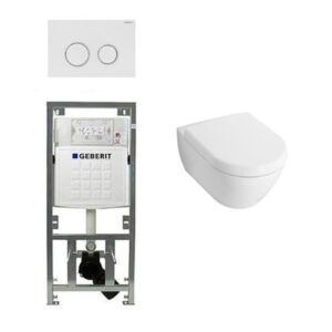 Villeroy & Boch Subway 2.0 Inbouwset met wandclosetpot wit softclose zitting afdekplaat sigma20 wit 0124005/0701131/0124060/sw53743/