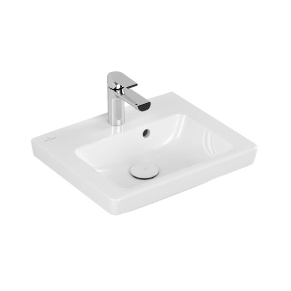 Villeroy & Boch Subway 2.0 meubelfontein 45x37cm met kraangat met overloop ceramic+ wit 7315F5R1