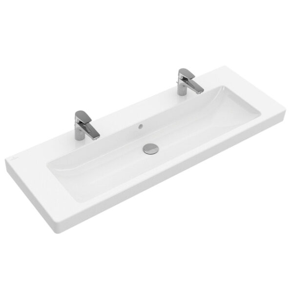 Villeroy & Boch Subway 2.0 meubelwastafel 130x47cm met 2 kraangaten met overloop wit 7176D201