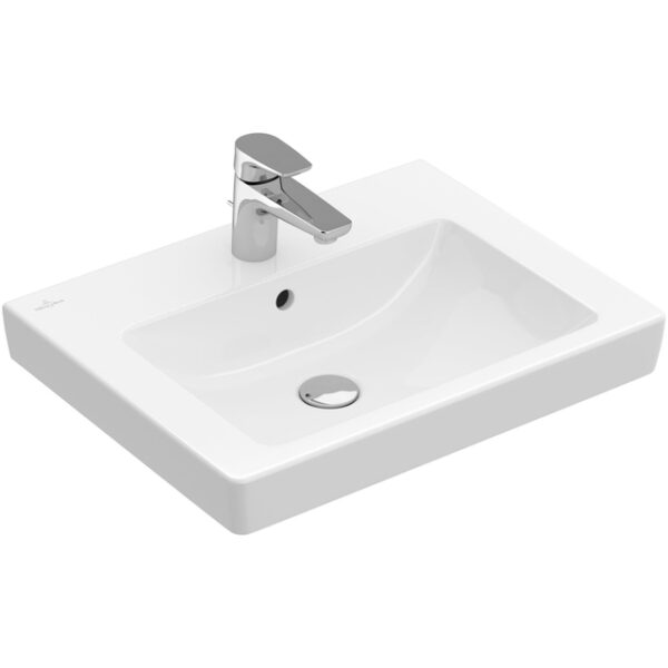 Villeroy & Boch Subway 2.0 meubelwastafel 55x47cm 1 kraangat met overloop wit 7113F501