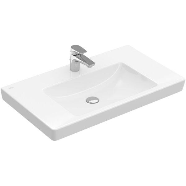 Villeroy & Boch Subway 2.0 meubelwastafel geslepen 80x47cm met kraangat met overloop wit 71758G01