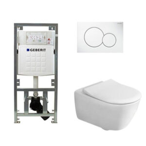 Villeroy & Boch Subway 2.0 Toiletset - Geberit inbouwreservoir - diepspoel - wandcloset - directflush - bedieningsplaat - ronde knoppen - wit 0701131/SW706187/ga26028/ga91964/