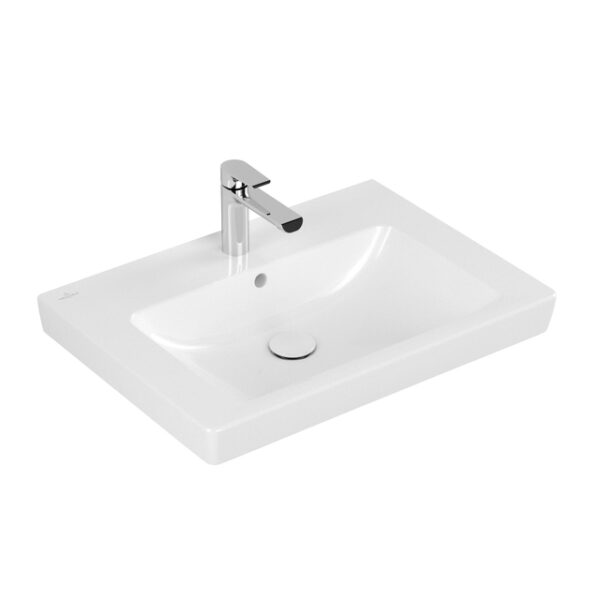 Villeroy & Boch Subway 2.0 wastafel geslepen 65x47cm met kraangat met overloop ceramic+ wit 7113KGR1