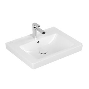 Villeroy & Boch Subway 2.0 wastafel onderzijde geslepen 60x47cm inclusief kraangat met overloop 71136GR1