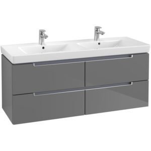 Villeroy & Boch Subway 2.0 wastafelonderkast 128.7x52x4.49cm Grijs hoogglans A69900FP