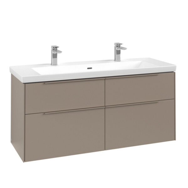 Villeroy & Boch Subway 3.0 Wastafelonderkast - met verlichting - 4 uittrekladen - 1272 x 576 x 478 mm - Taupe C602L2VM