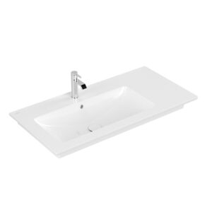 Villeroy & Boch Venticello Meubelwastafel - wasbak links - 1 kraangat - 100x50cm - geschikt voor 3 kraangaten - overloop - ceramic+ - wit 4134L1R1