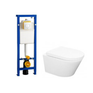 Wiesbaden Vesta toiletset spoelrandloos 52cm inclusief Wisa toiletreservoir en softclose toiletzitting met Argos bedieningsplaat wit 0704406/sw65812