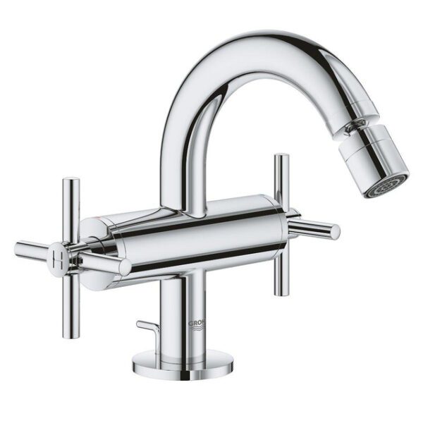 GROHE Atrio 1-gats bidetkraan M-size met afvoerplug met kruisgrepen chroom 24027003