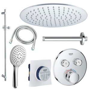 GROHE Grohtherm Regendoucheset inbouw - hoofddouche 30cm - handdouche rond - plafondarm - glijstang 90 cm - chroom sw105953 SW104917  SW696252 SW496814 SW767373 SW76