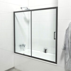 Saniclass ID06 Quick Fit Badwand - 2 delige schuifdeur - 170x150cm - 6mm veiligheidsglas - anti kalk - mat zwart SAQ6121-170B