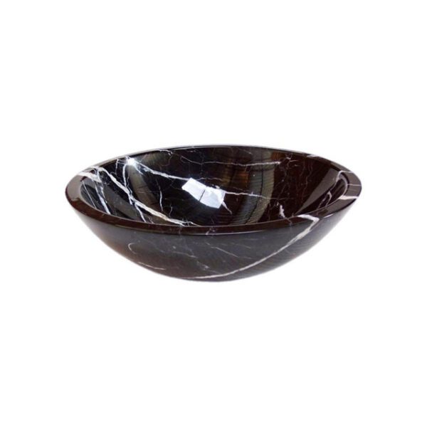 Saniclass Pesca Nero Marquina Waskom - 43x43x13.5cm - rond - marmer - zwart OUTLETSTORE BMSB-015