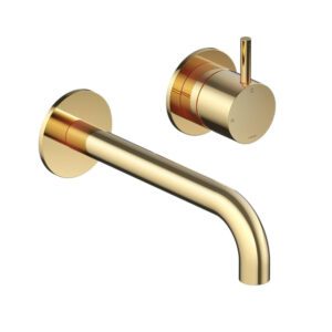 Hotbath Cobber inbouw wastafelmengkraan met 25 cm uitloop gepolijst messing PVD CB005EXT25NBP / HBCB005